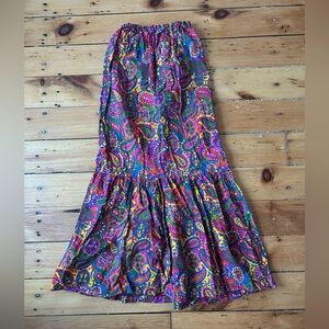 Small vintage multicolor paisley maxi skirt vibrant rainbow